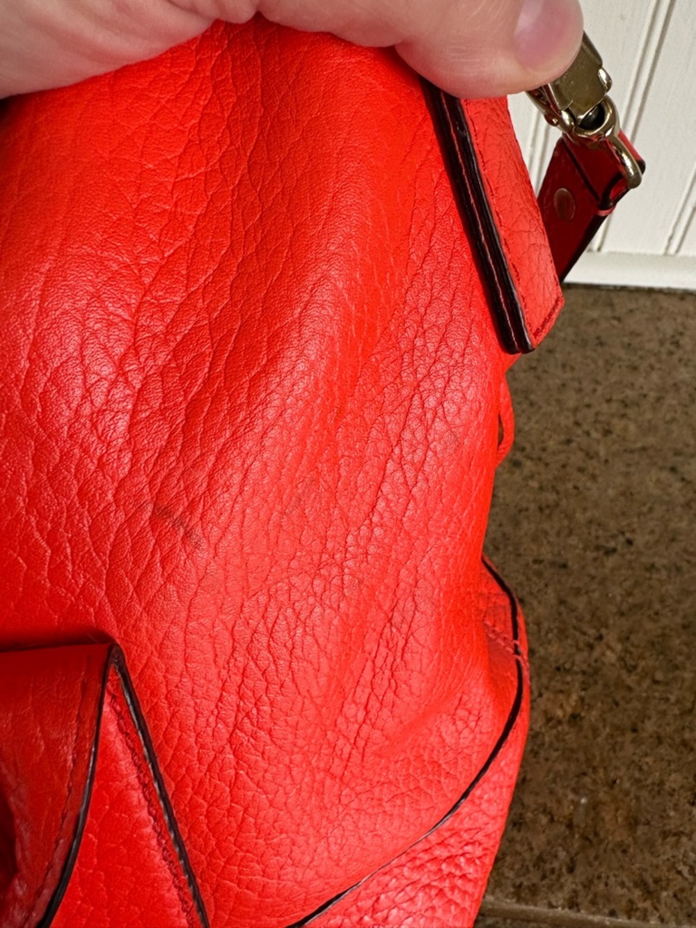 kate spade Orange Pebbled Leather Shoulder Bag with Tassel - Picture 4 of 10